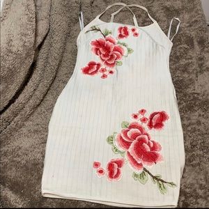 Misguided white floral bandage dress